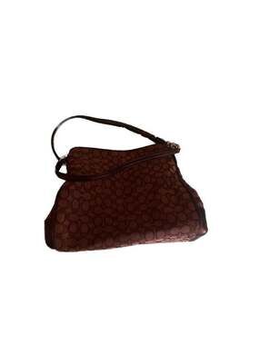 Coach Signature Monogram Canvas Hobo Shoulder Bag — Dark Chocolate Brown